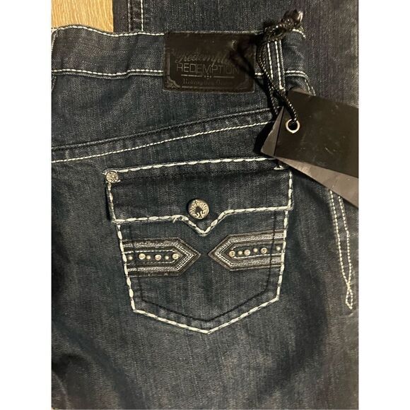 Redemption Denim Men’s Size 36x30 Jeans Blue Dark Wash Embroidered Straight NWT - Picture 10 of 13